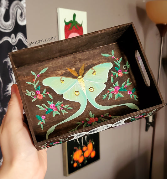 Wooden Luna Moth Tray