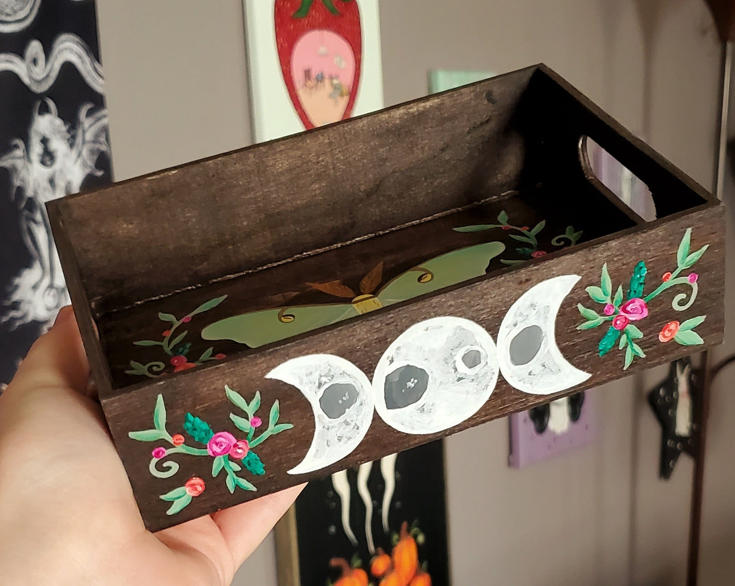 Wooden Luna Moth Tray