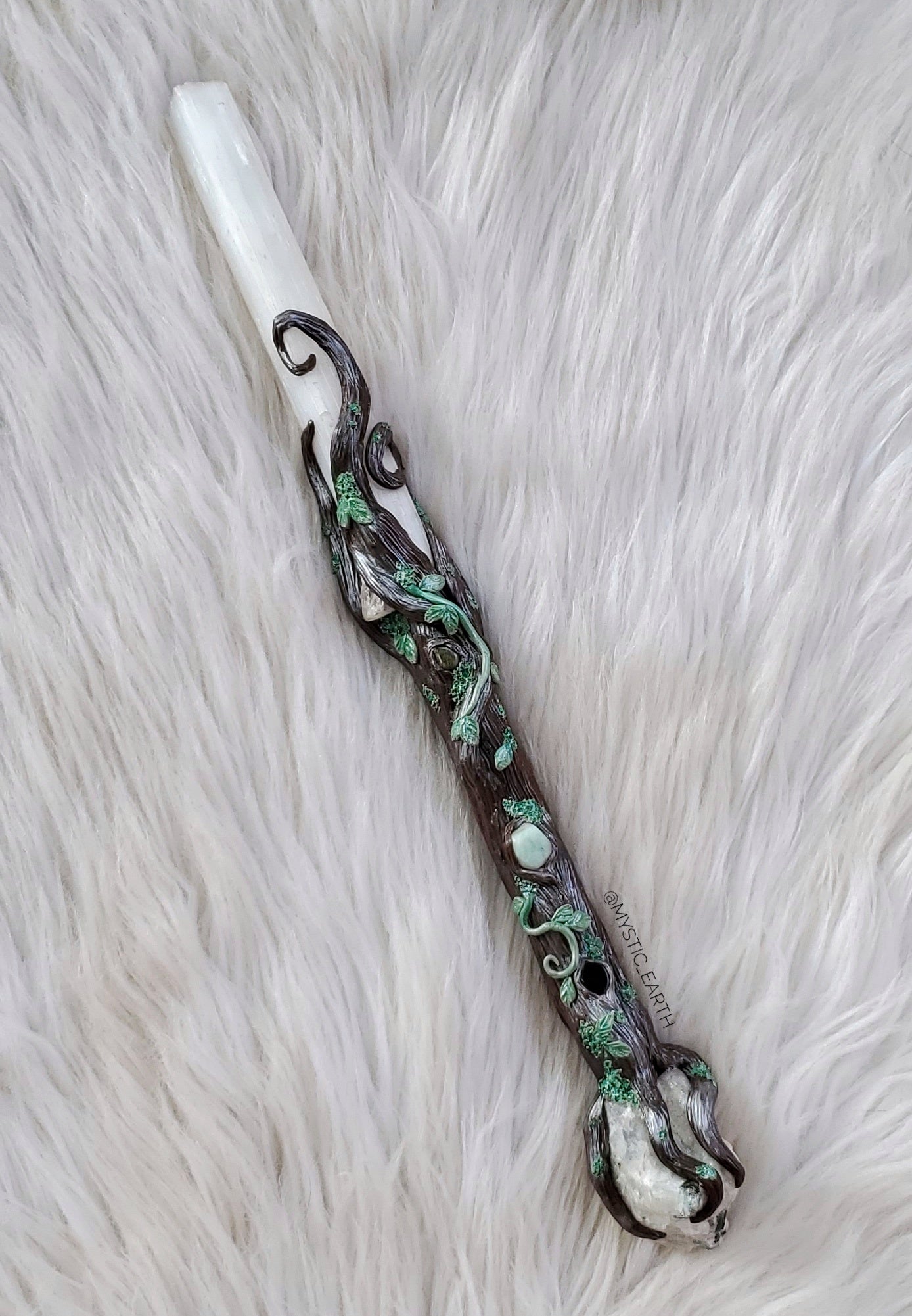 Selenite and Moonstone Wand