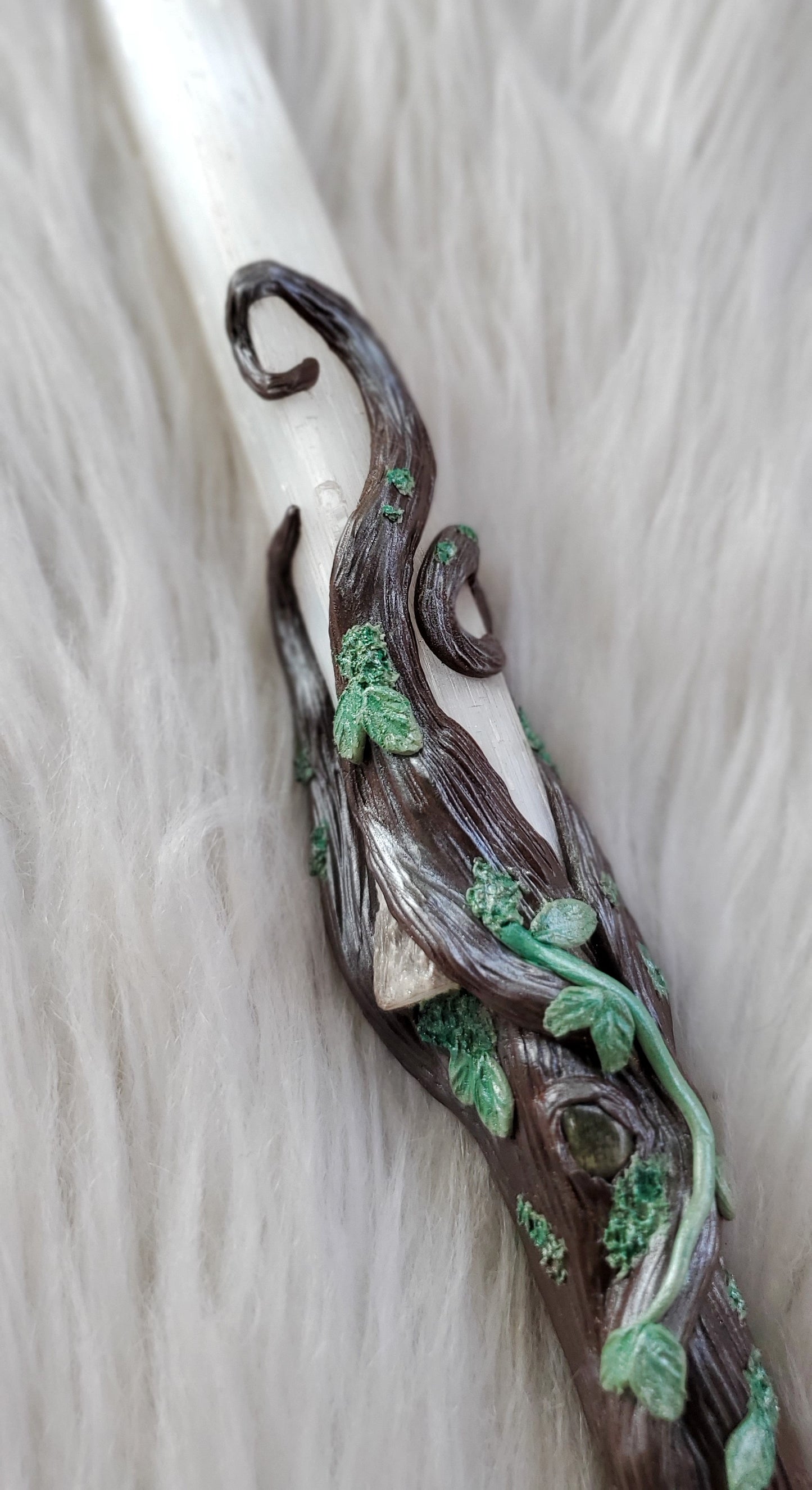 Selenite and Moonstone Wand