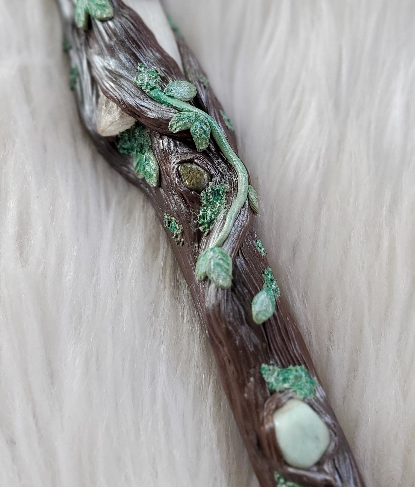 Selenite and Moonstone Wand