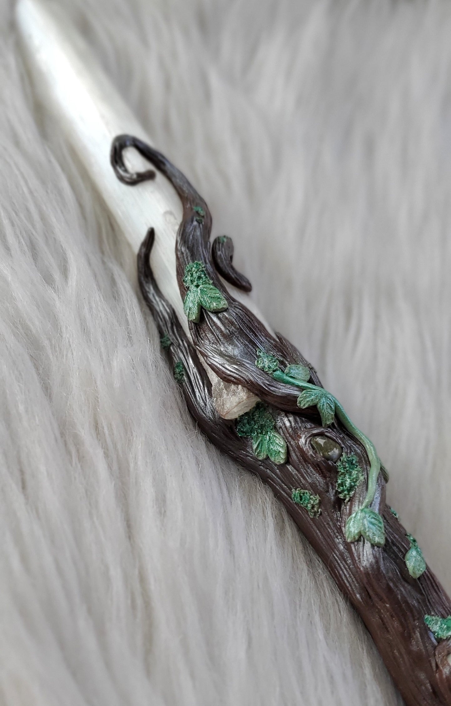 Selenite and Moonstone Wand