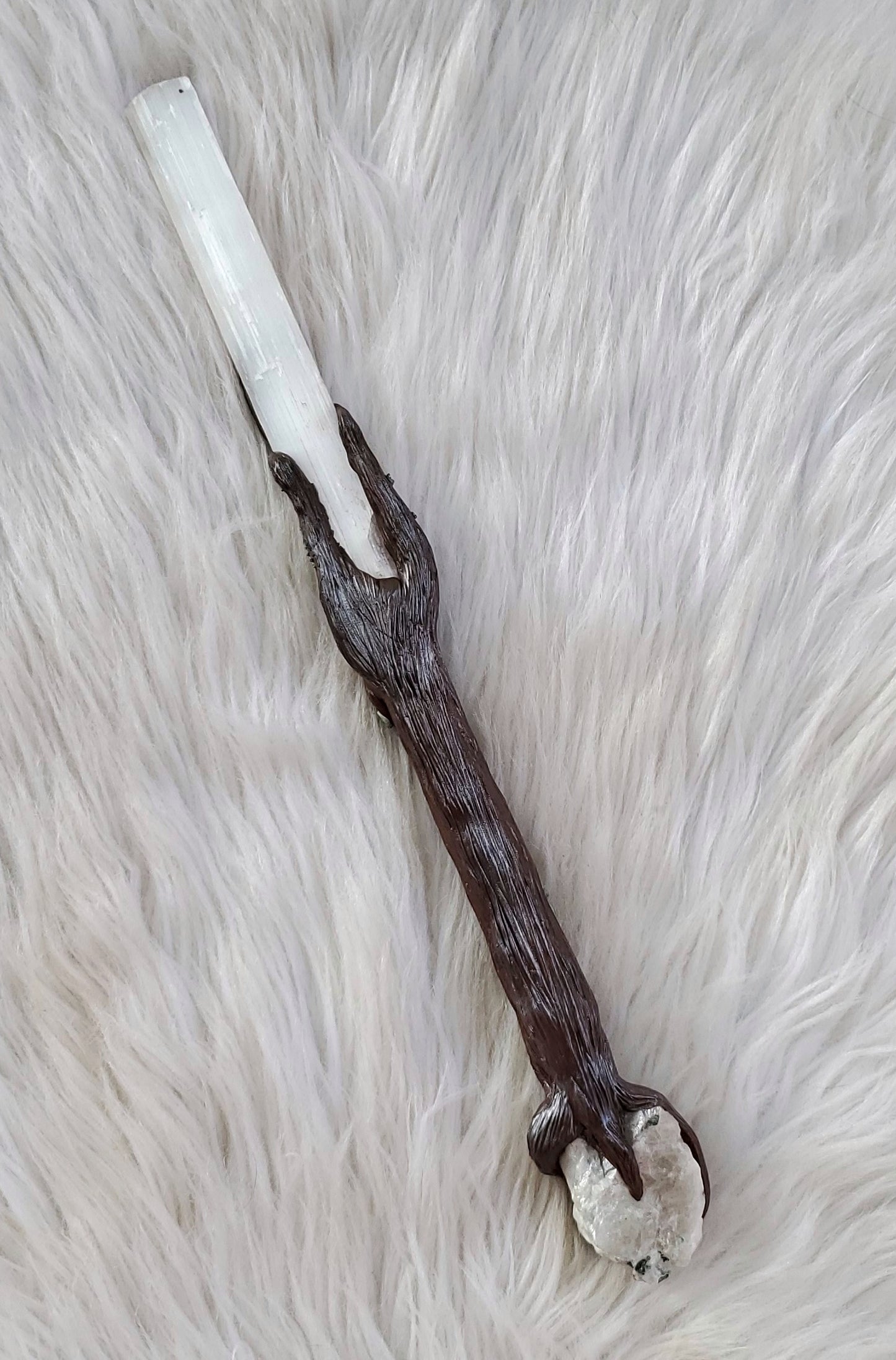 Selenite and Moonstone Wand