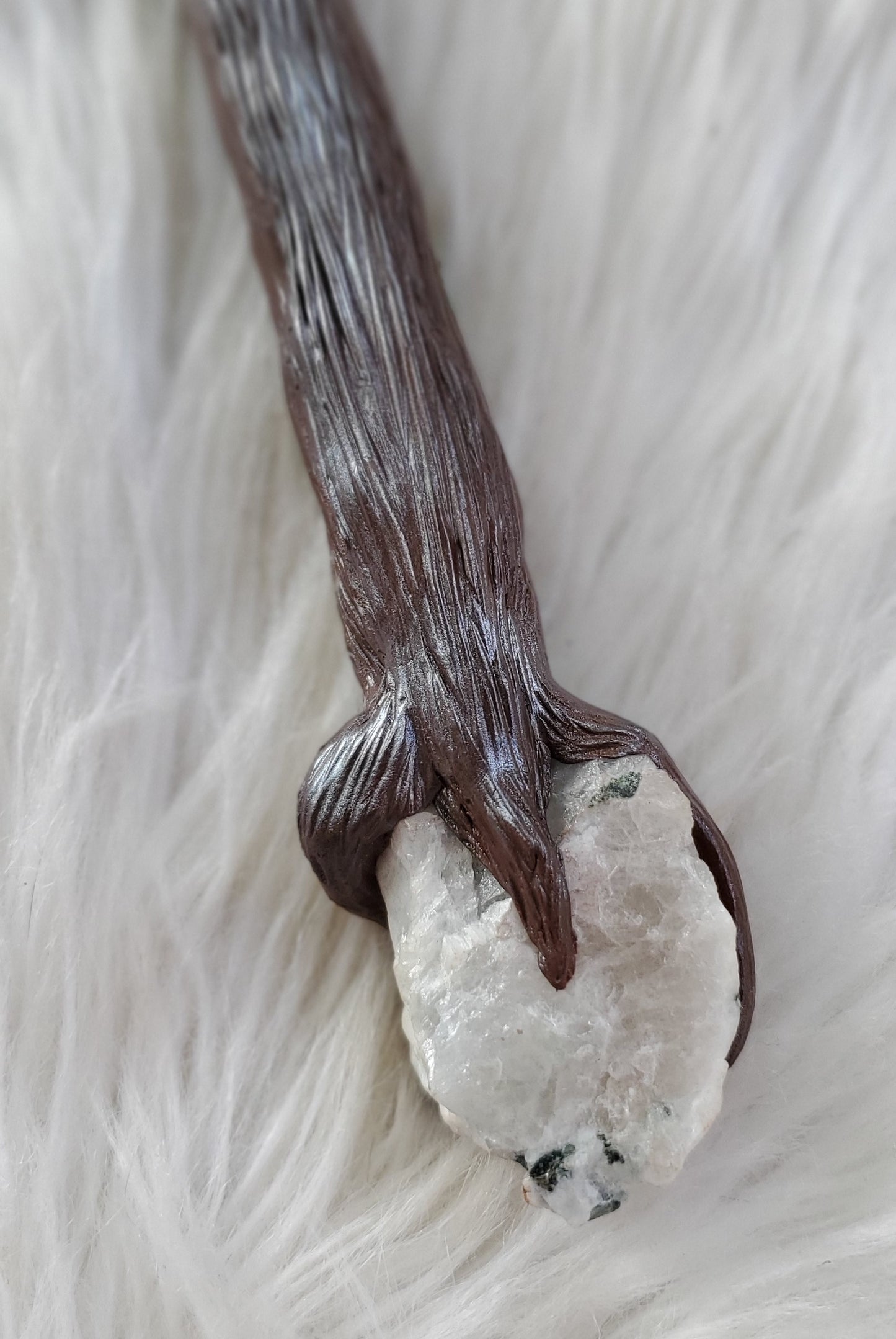 Selenite and Moonstone Wand