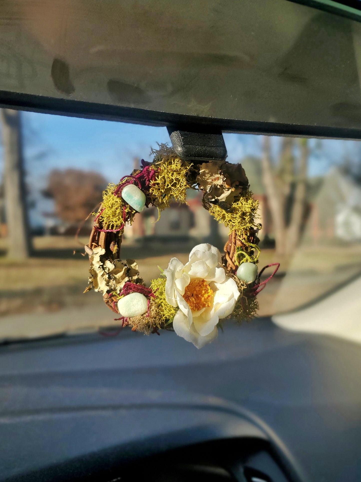Purple Floral Crystal Wreaths - Car Mirror or Wall Hanging