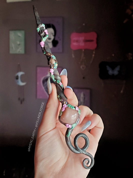 Peach Moonstone Crystal Wand | Mystic Earth x Volundr Forge