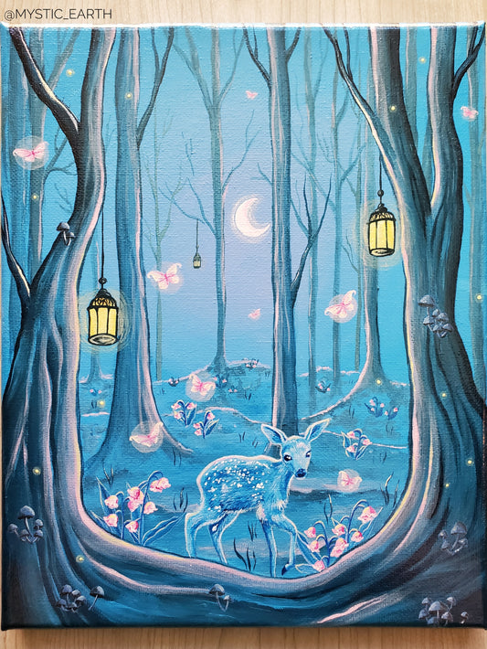 Deer Fairy Forest Painting