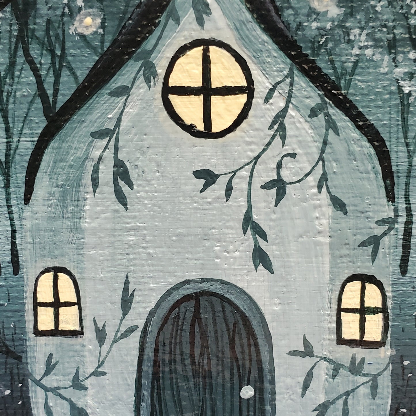 4" Mini Green Cottage Painting