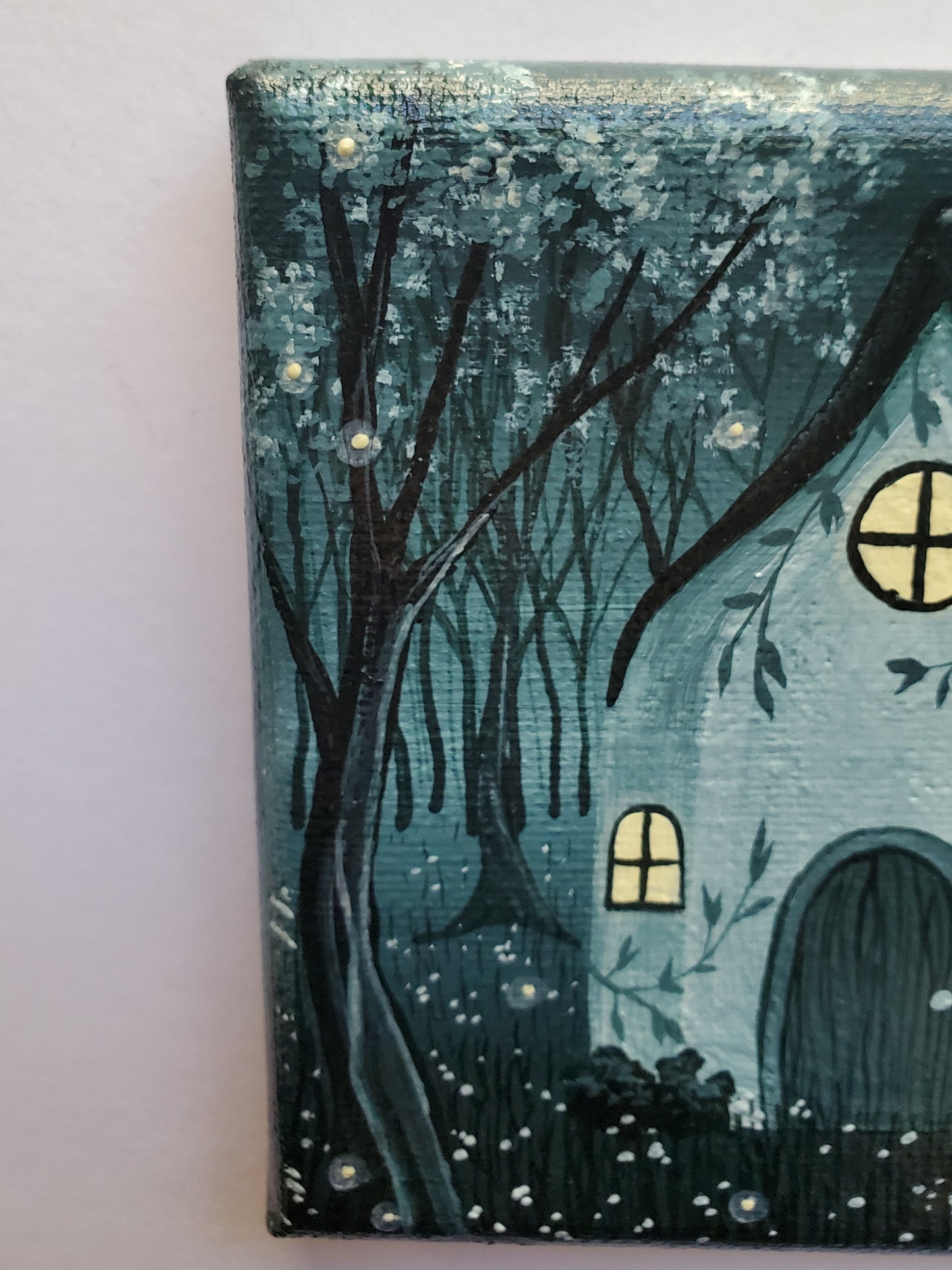 4" Mini Green Cottage Painting