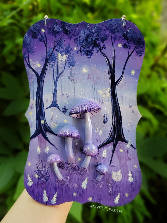 Purple Mushroom Forest Painting (3D Sculpture)