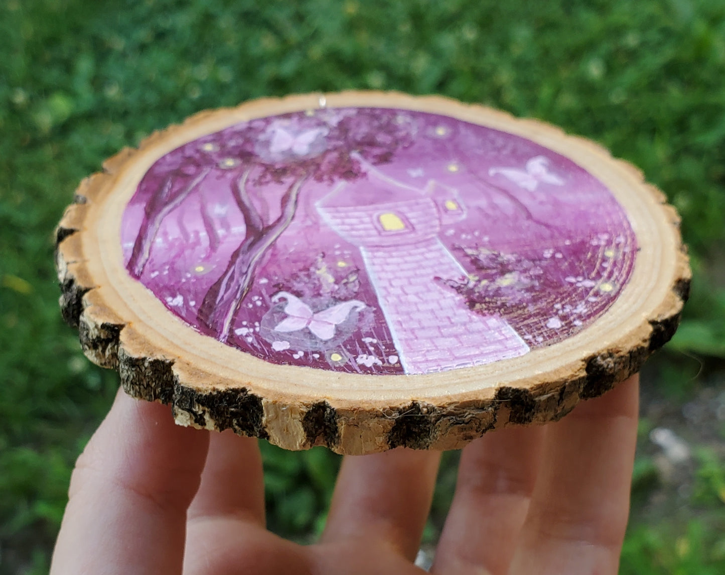 Pink Fairy Castel Painting on Wood