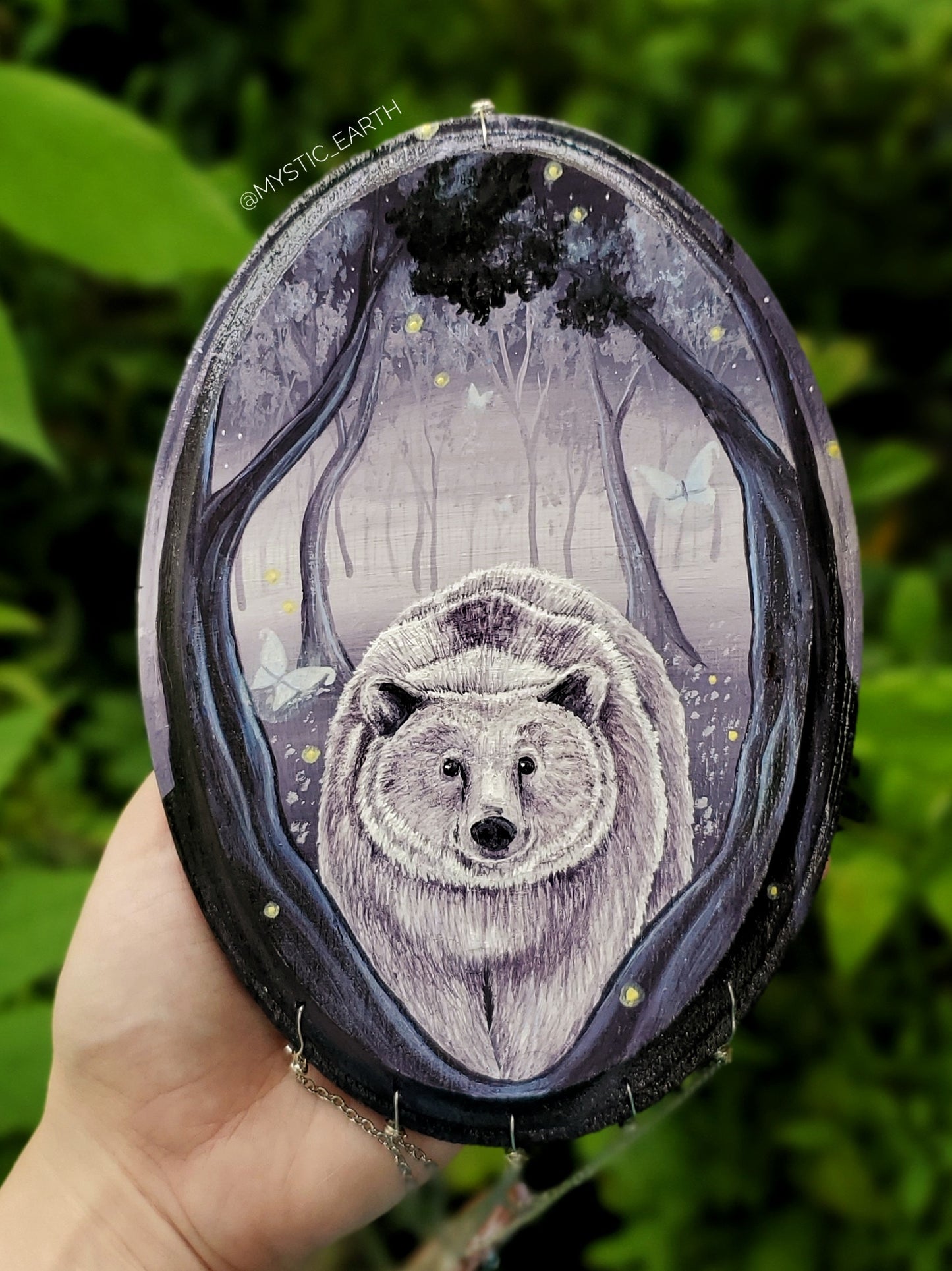 Bear Painting with Lepidolite Crystal
