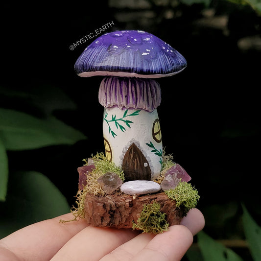 Purple Mushroom House Sculpture (Small)