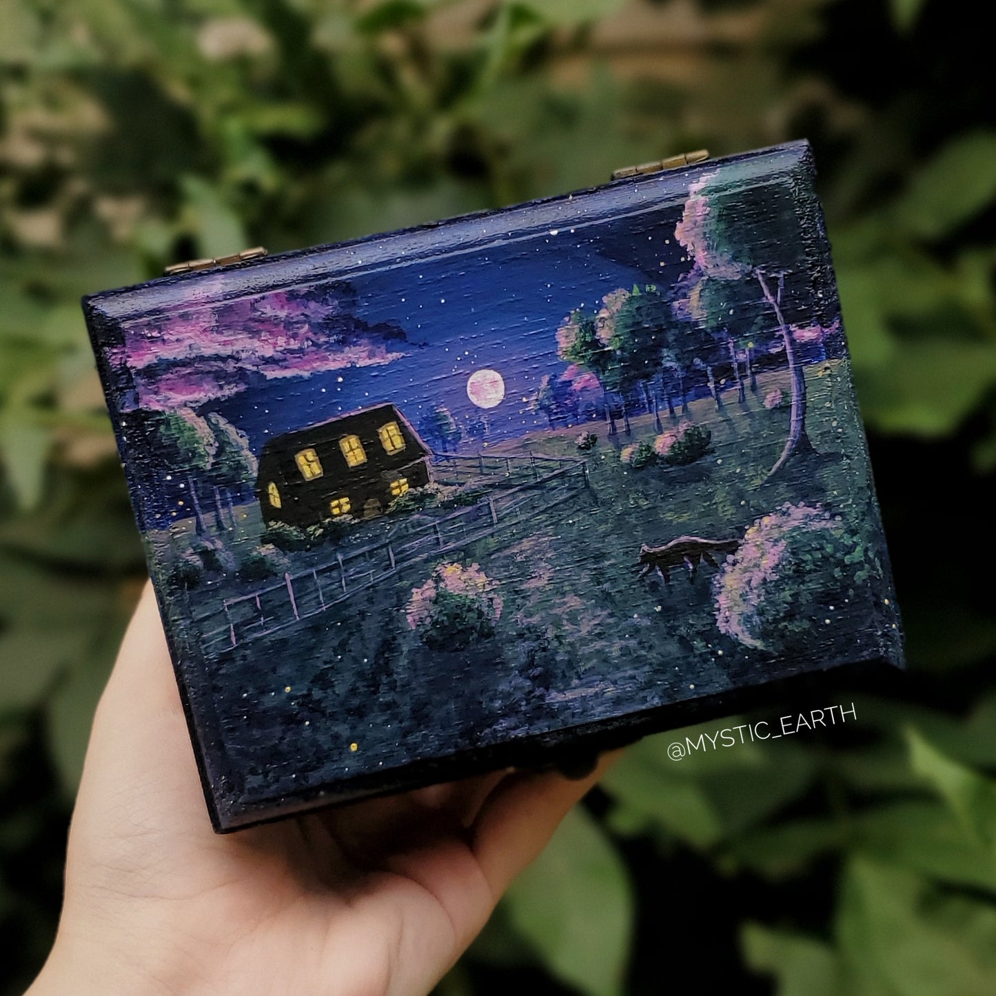 Kitty Farmhouse Wood Trinket Box