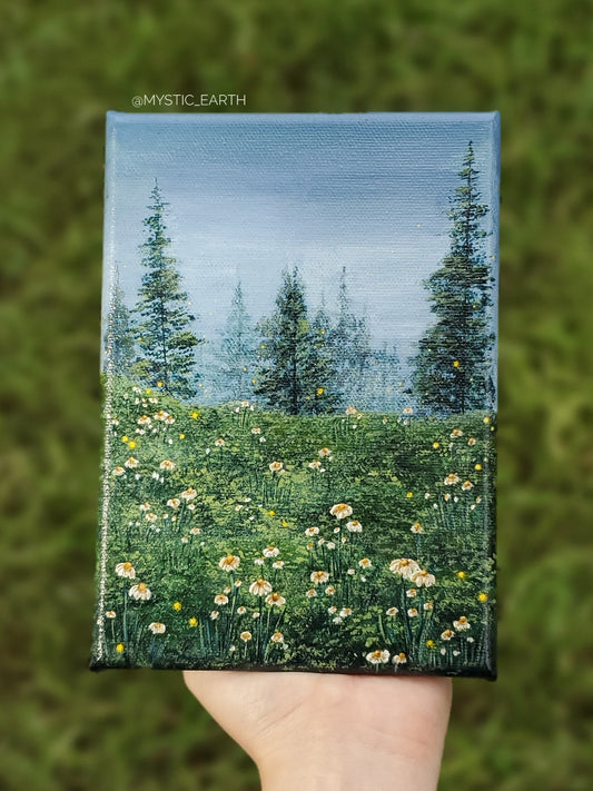 Foggy Tree Tops Painting