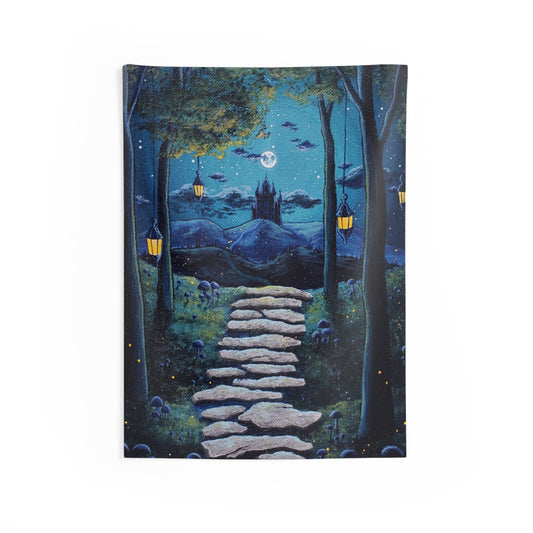 Castle on the Mountains Wall Tapestries (Blue Version)