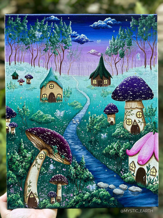 Fairy Village Painting (11"x14")
