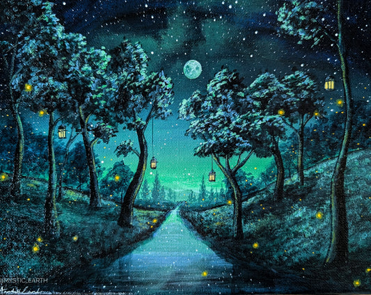 Forest of Lanterns Painting (8" x 10")
