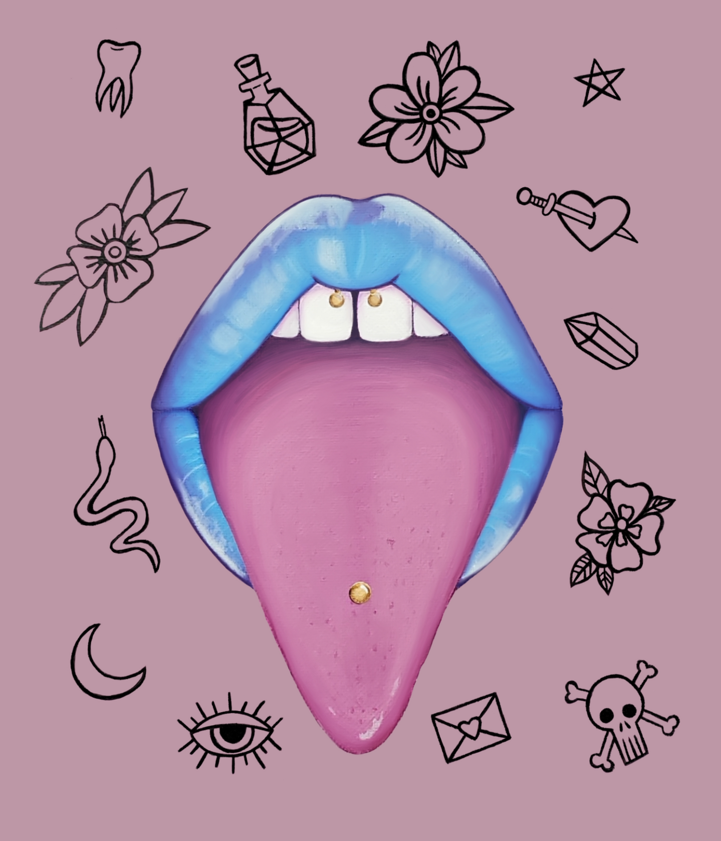 Blue Lips Prints