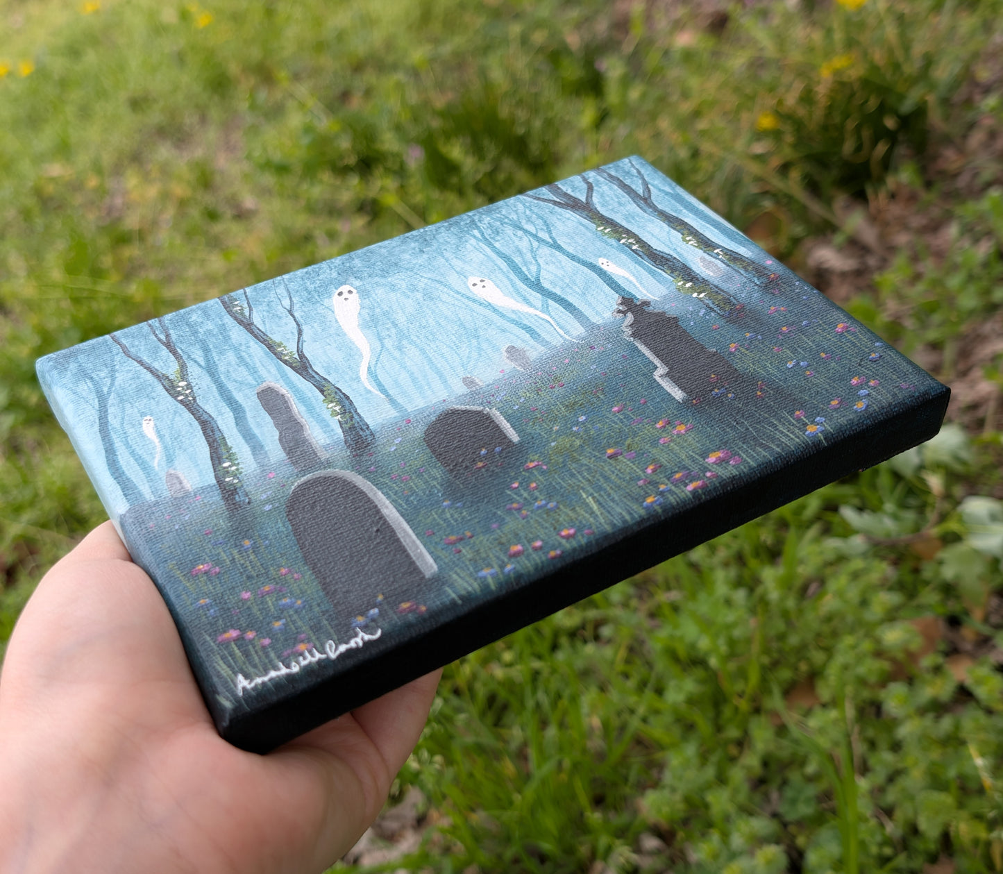 Ghost Cemetery Painting 5"x7" (#1)