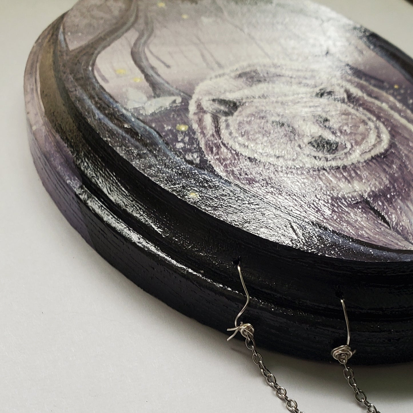 Bear Painting with Lepidolite Crystal