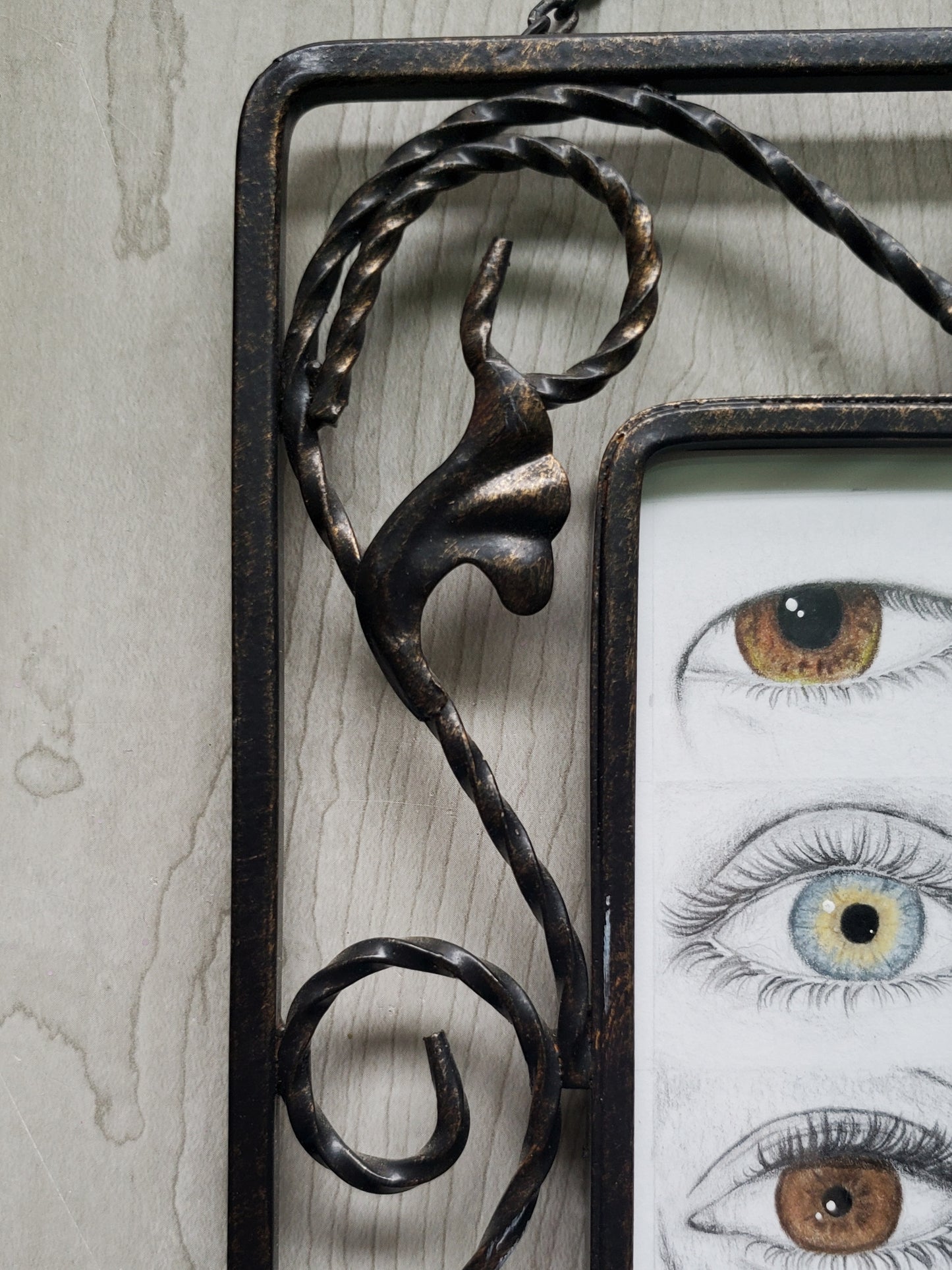 Eyes Drawing in Vintage Frame
