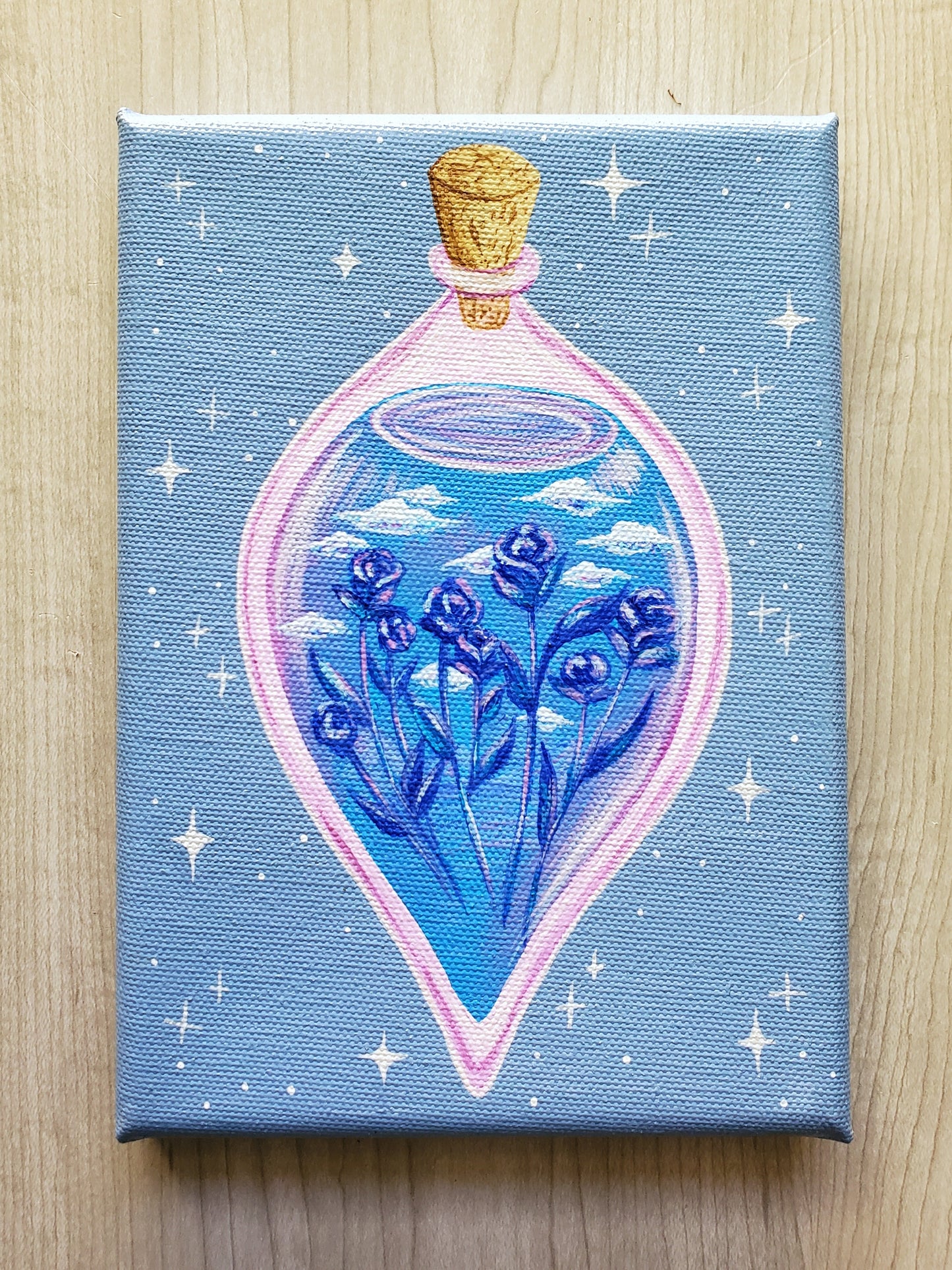 Blue Rose Potion Bottle Painting