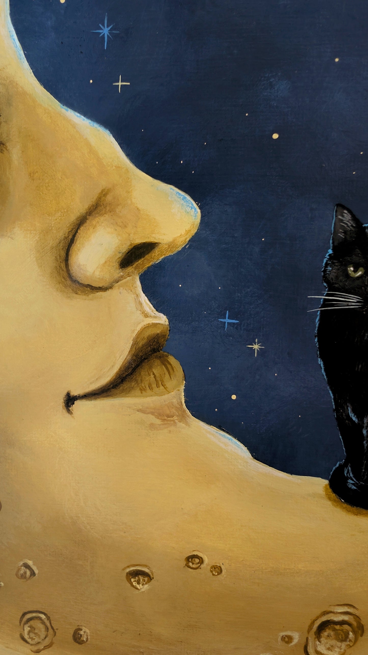 The Cat on the Moon 12"x12" Painting