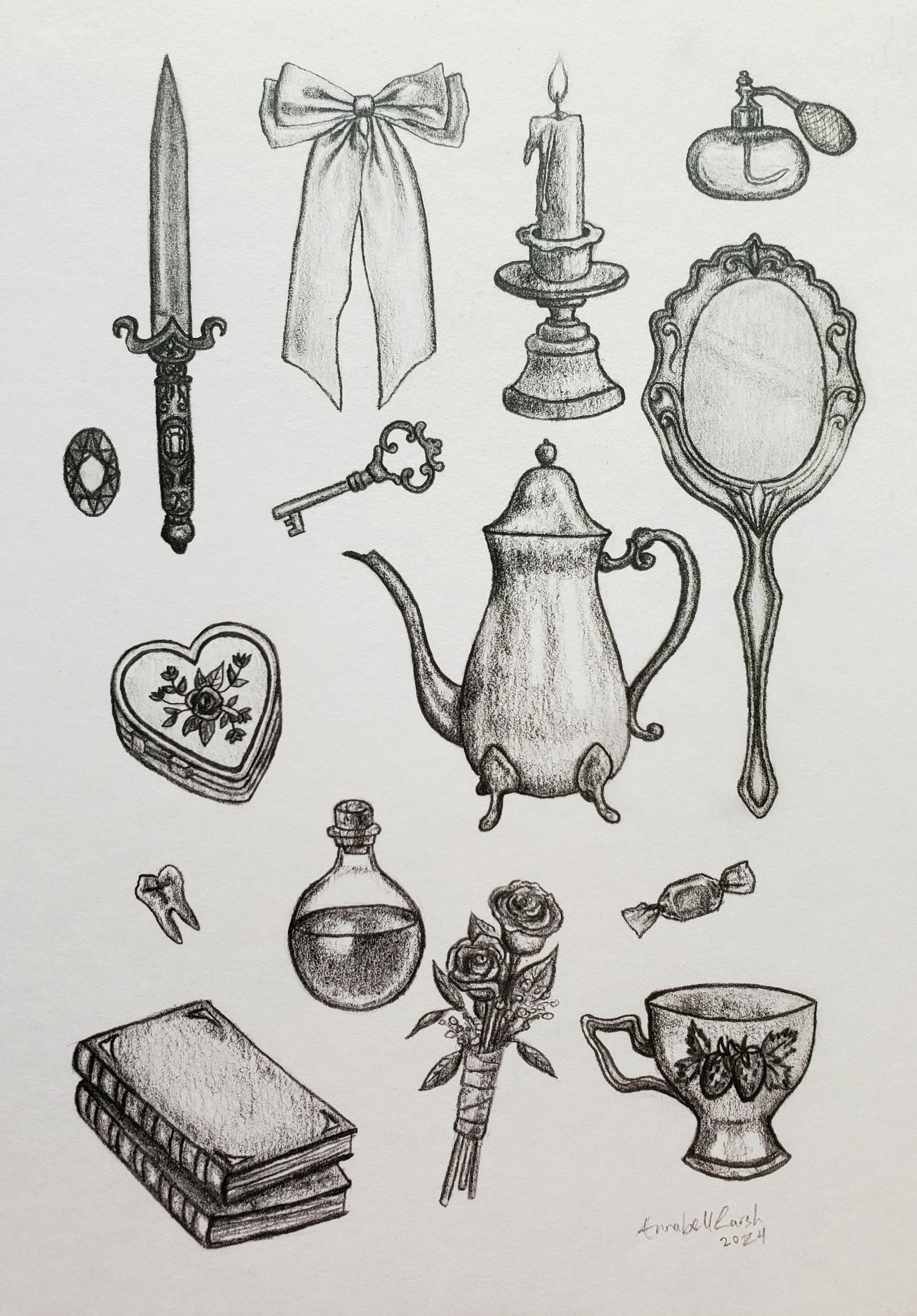 Vintage Treasures Drawing (Framed)