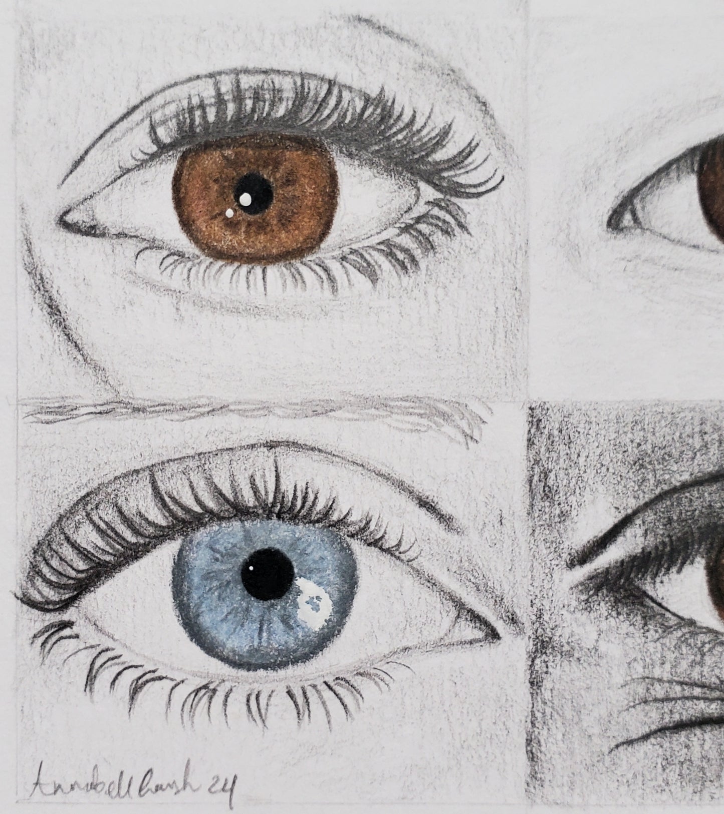 Eyes Drawing in Vintage Frame