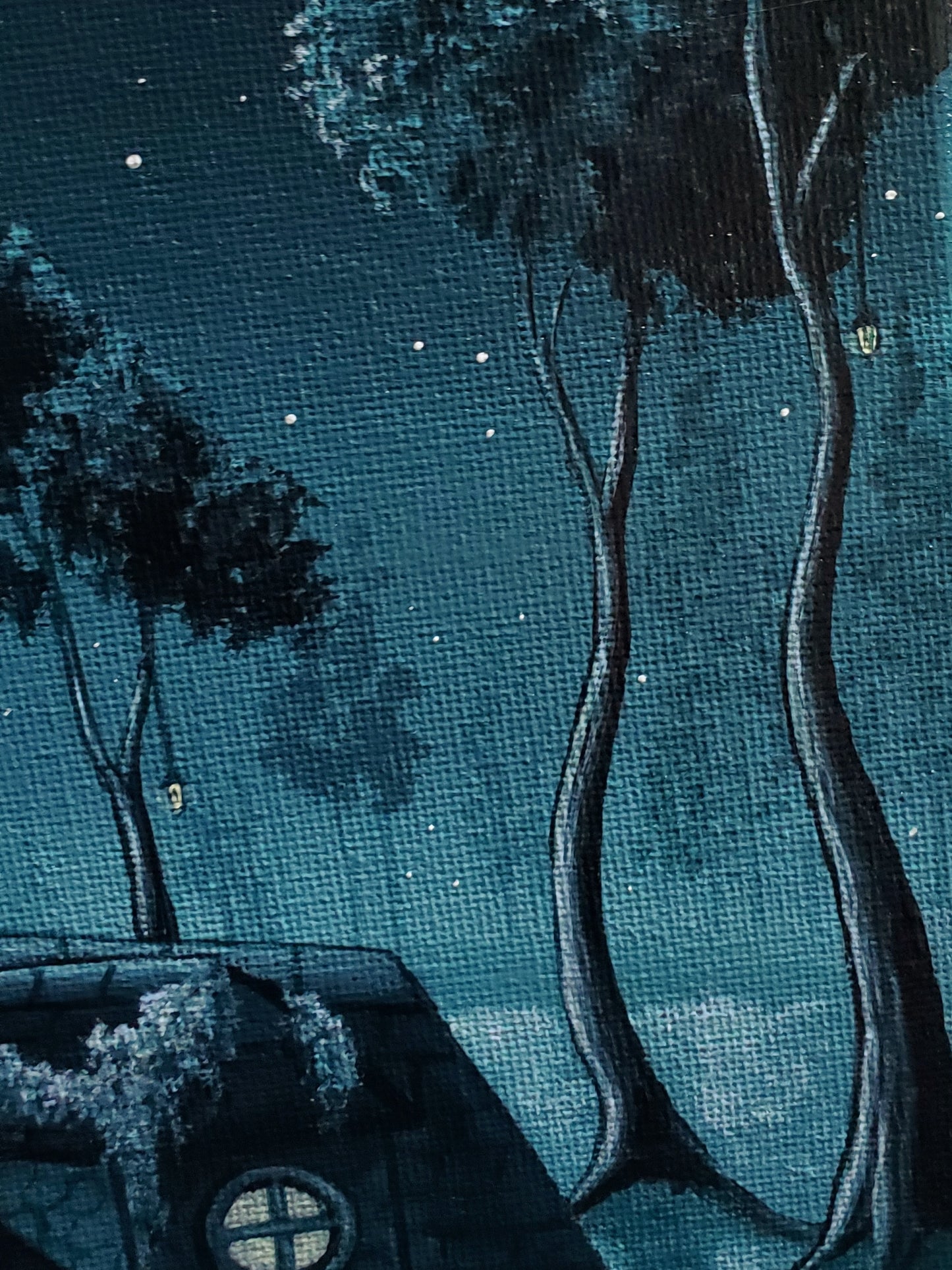 Close up of far away trees, just behind the cottage