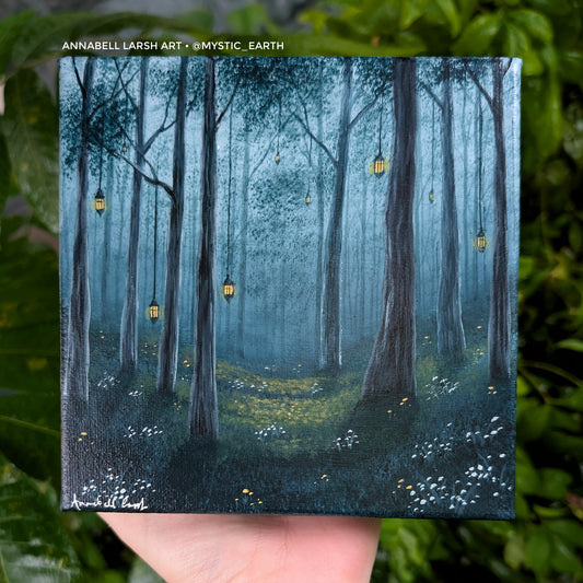 The Forest of Lanterns 6"x6" Painting