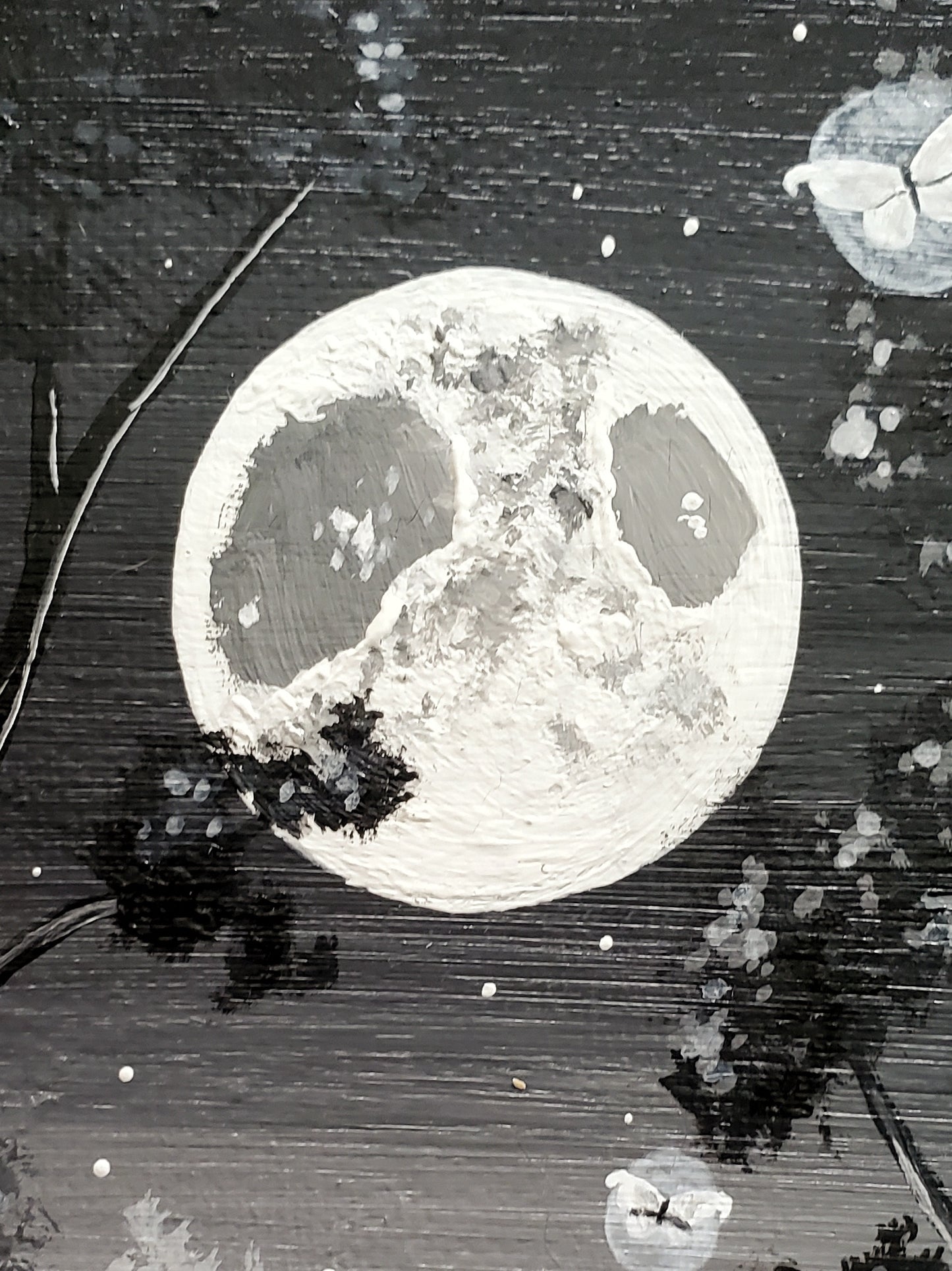 Grayscale Owl Fairy Forest Painting