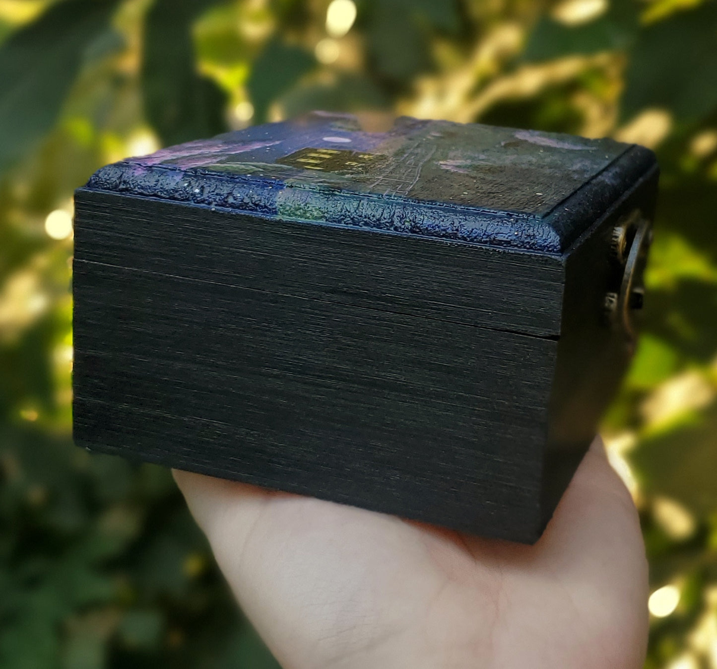 Kitty Farmhouse Wood Trinket Box
