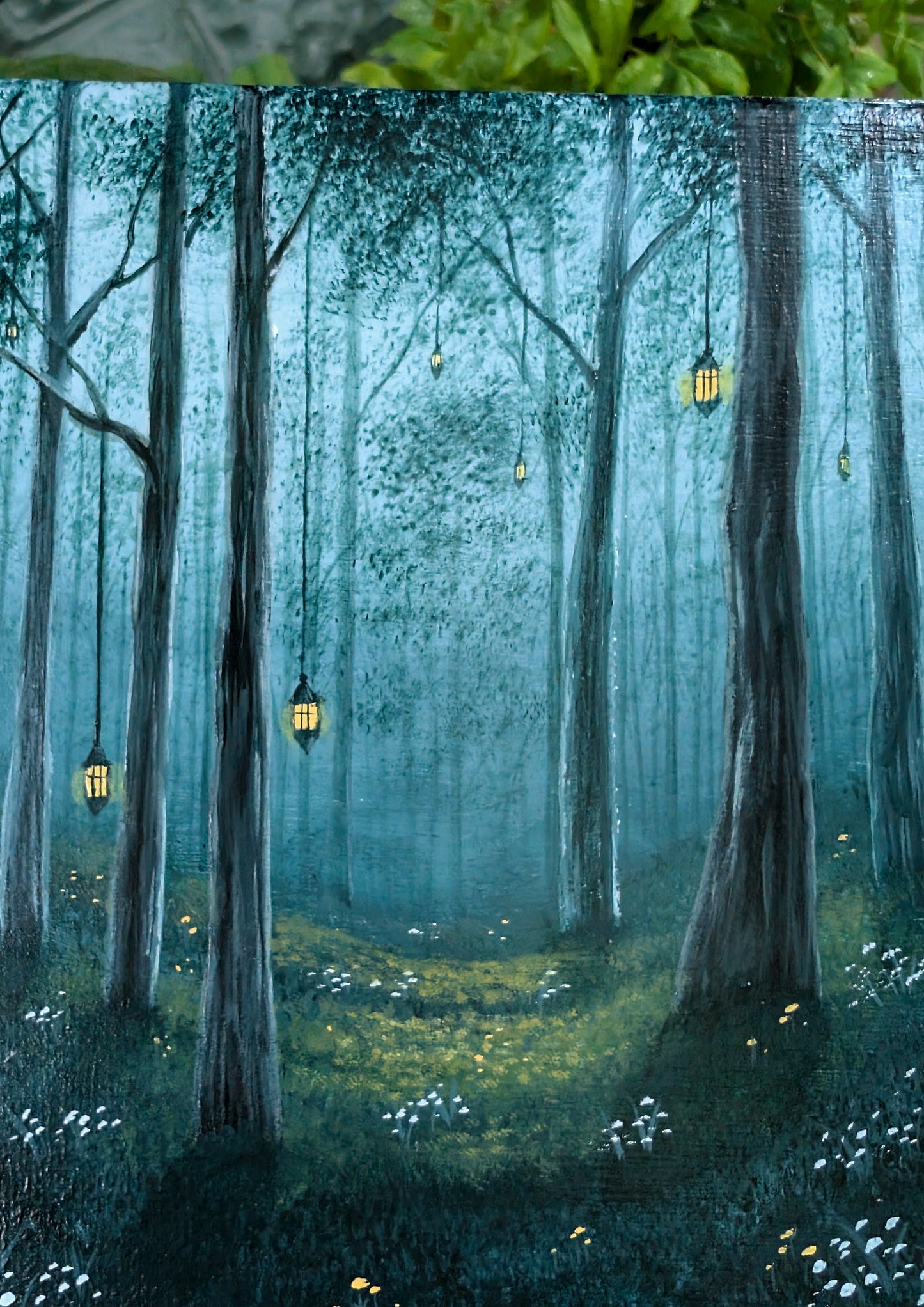 The Forest of Lanterns 6"x6" Painting