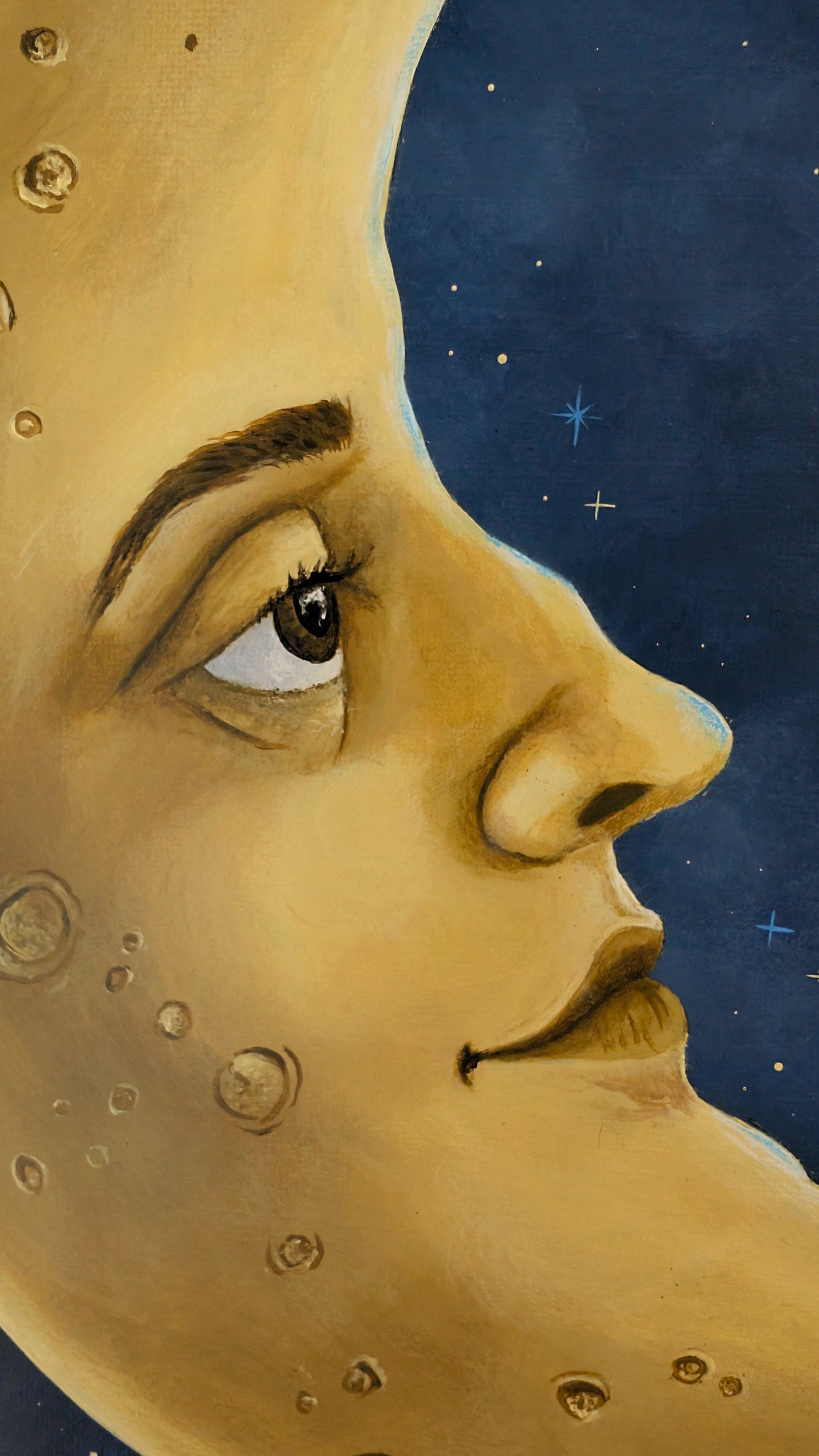 The Cat on the Moon 12"x12" Painting