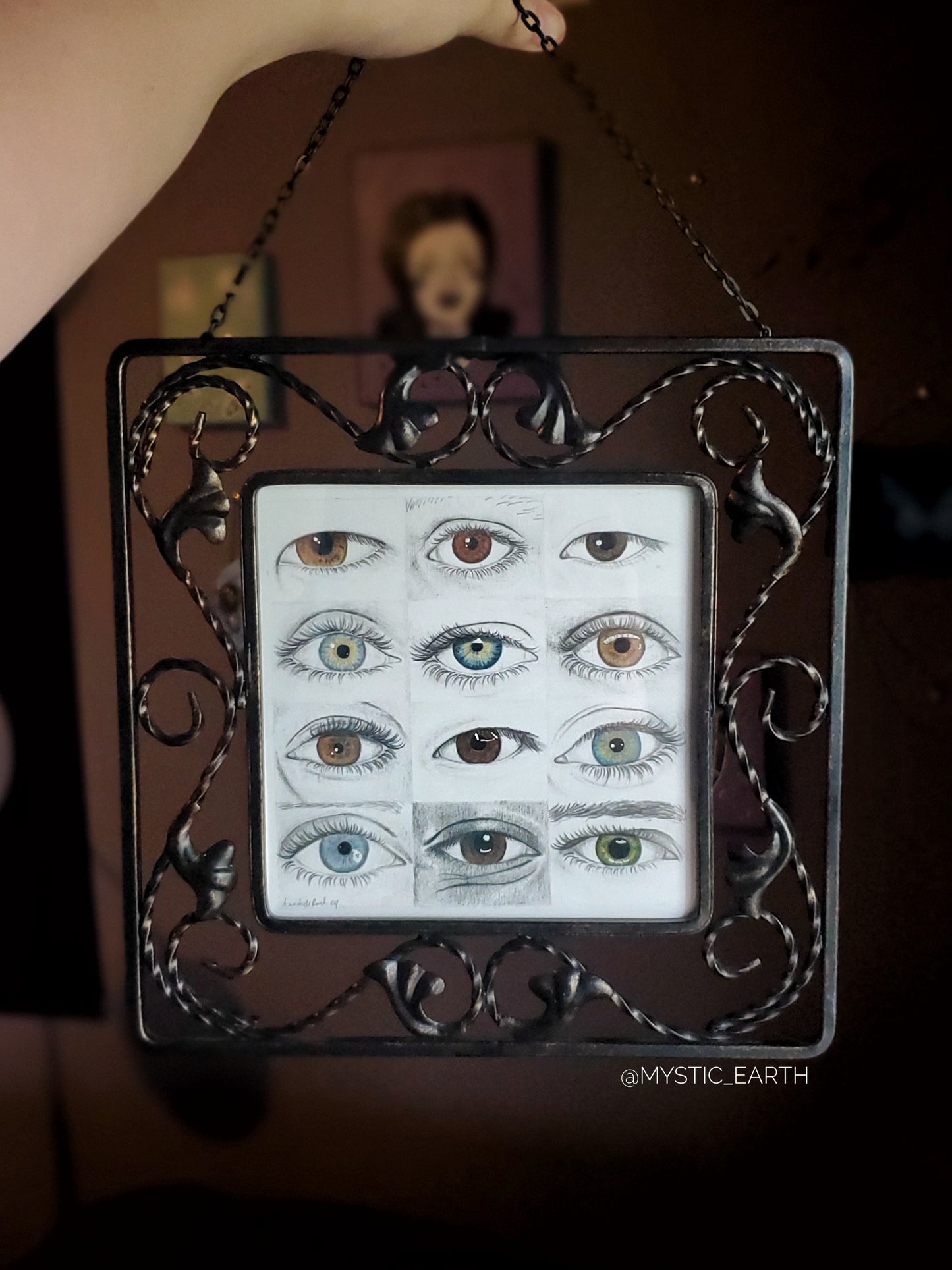Eyes Drawing in Vintage Frame