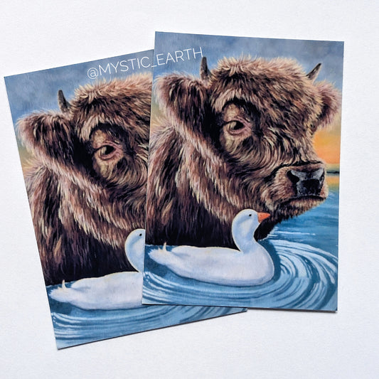 The Duck and His Cow Stickers 3"x2"