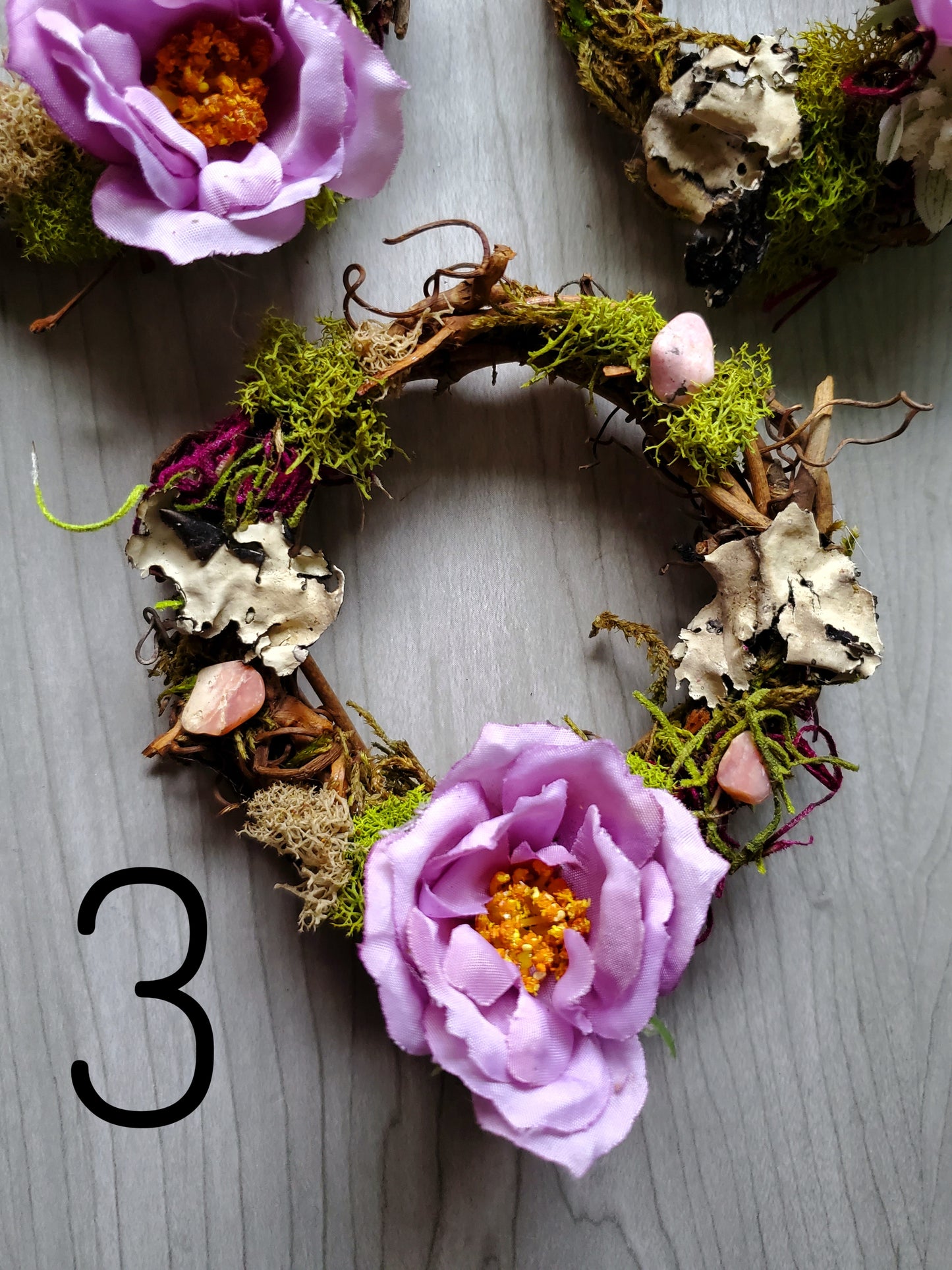 Purple Floral Crystal Wreaths - Car Mirror or Wall Hanging