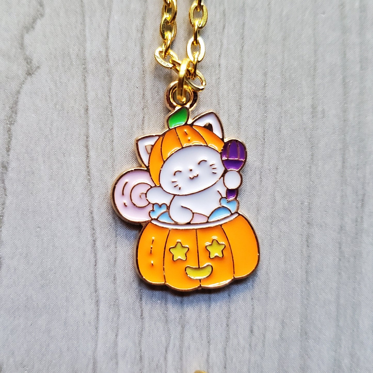 Pumpkin Hat Kitty Necklaces