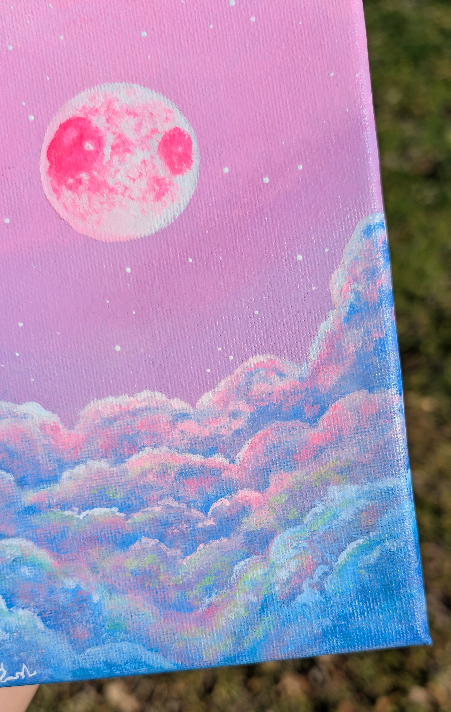 Pink Moon Painting 5"x7"