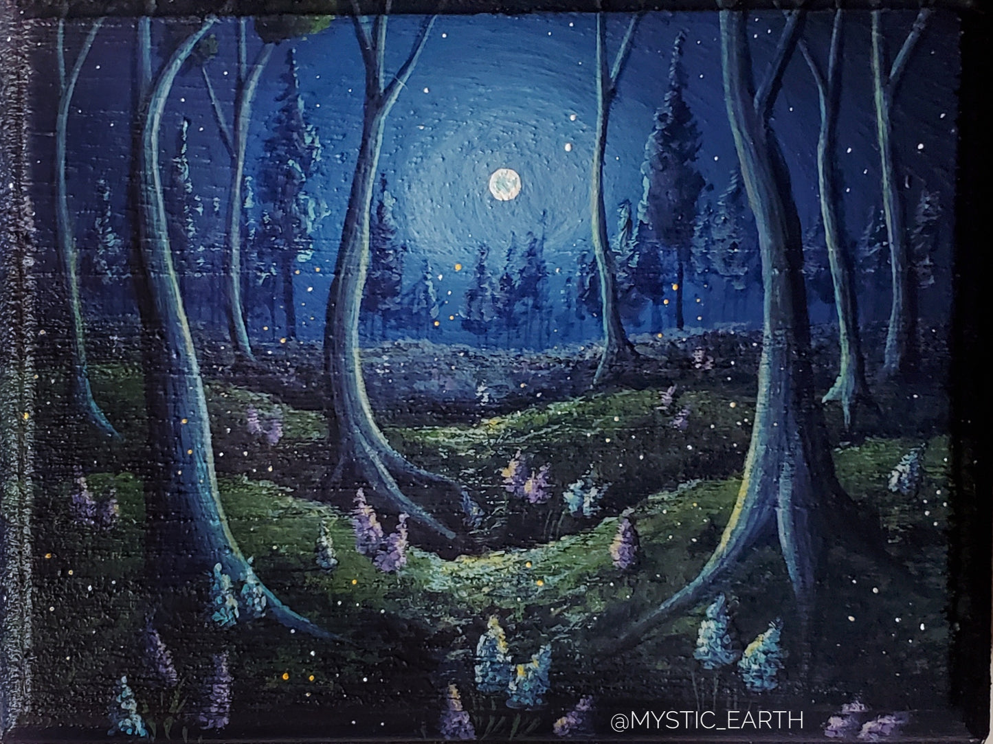 Glowing Firefly Forest Wood Trinket Box