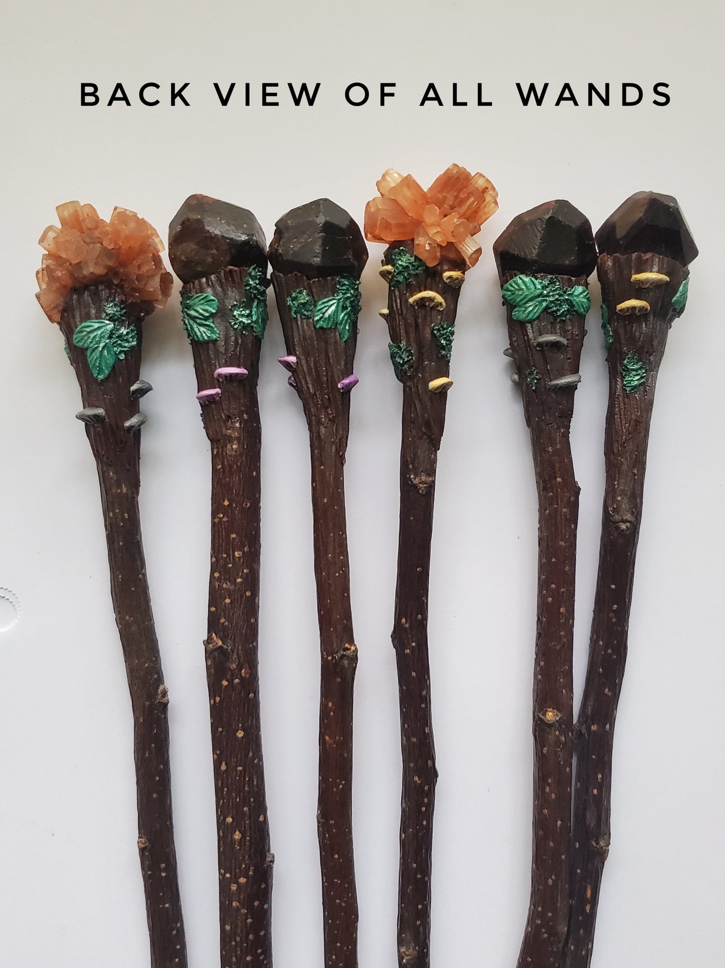 Apple Wood Garnet & Aragonite Crystal Wands