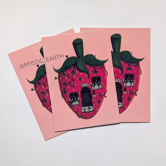 Strawberry House Stickers 3"x2"