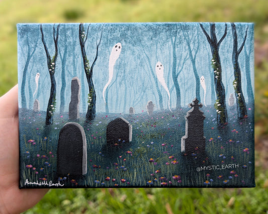 Ghost Cemetery Painting 5"x7" (#2)