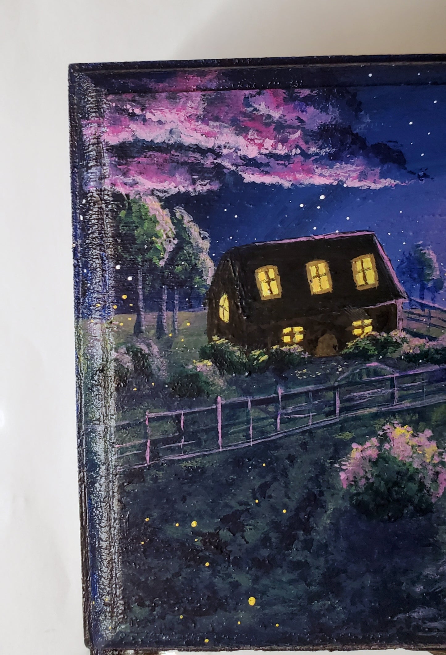 Kitty Farmhouse Wood Trinket Box