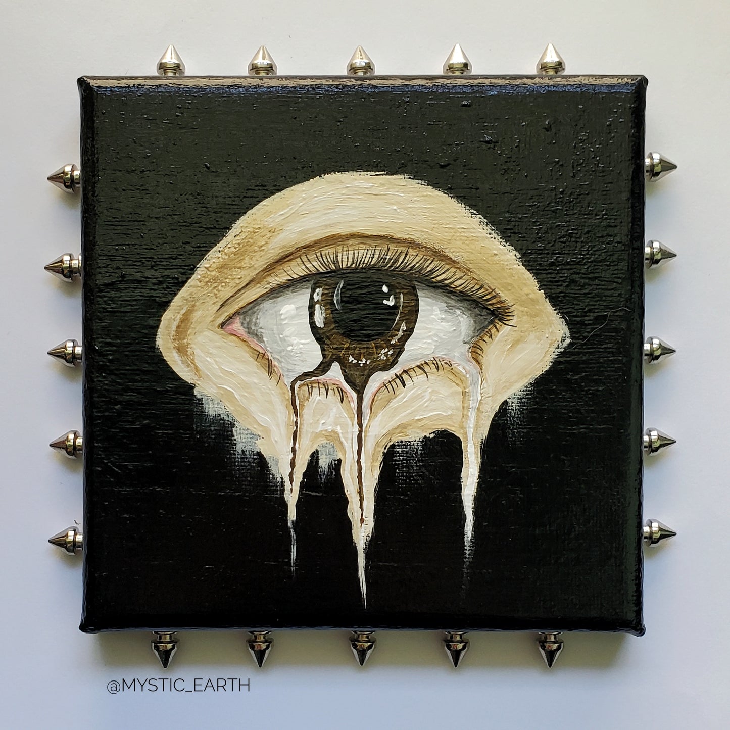 Studded Melting Brown Eye Painting on Canvas (2)