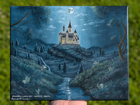 The Moonlit Castle 8"x10" Painting