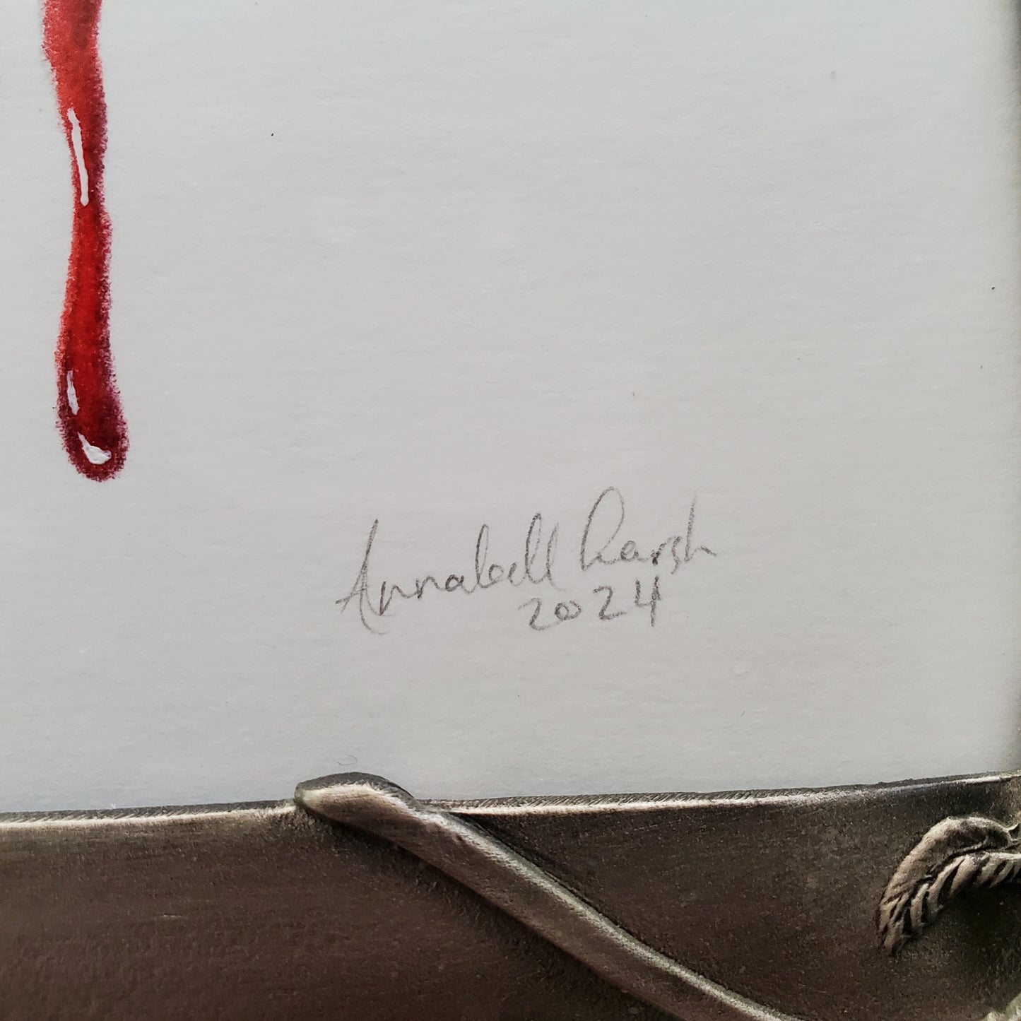 Bleeding Lips Drawing in Vintage Frame