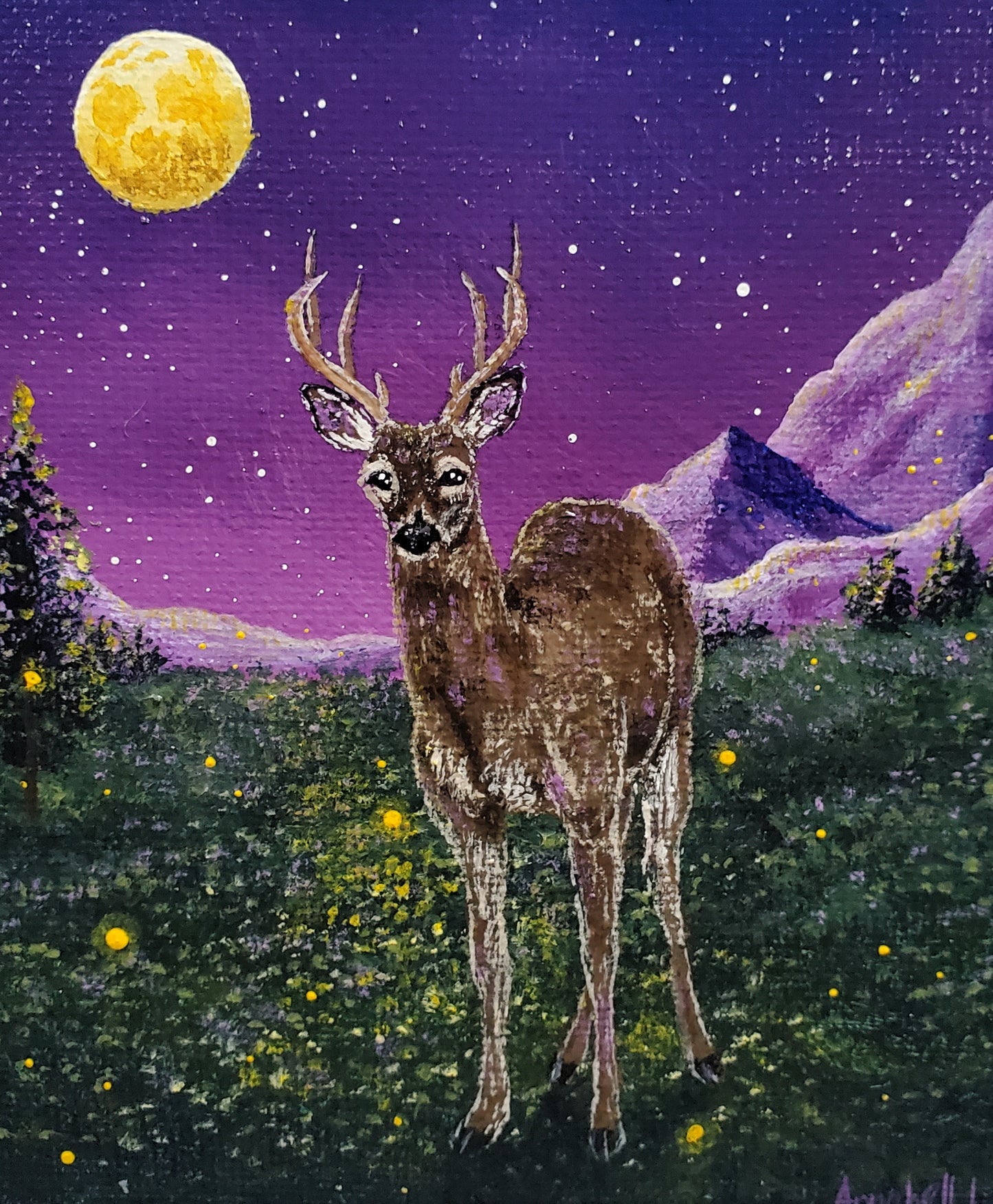 White Tailed Deer Painting (5"x5")